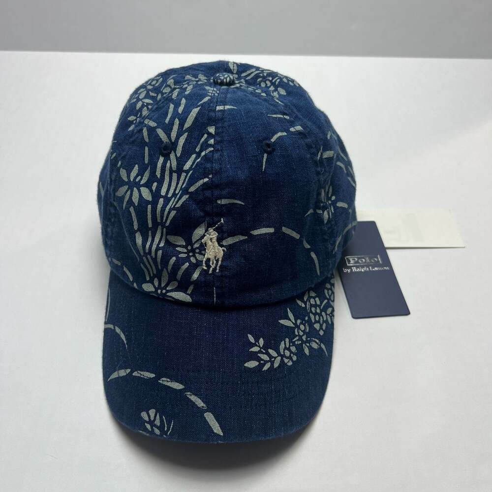 Polo Ralph Lauren Indigo Floral Print Linen Baseball Cap NWT